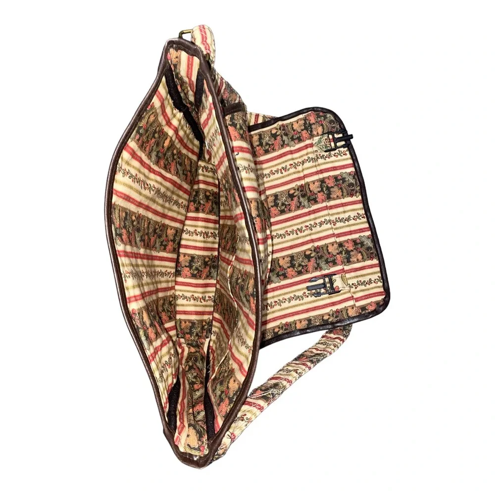 Longaberger Homestead Christmas Print Fabric Shoulder Crossbody‎ Laptop Bag—-EUC